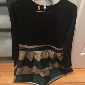 Color blocked long sleeve plaid dress